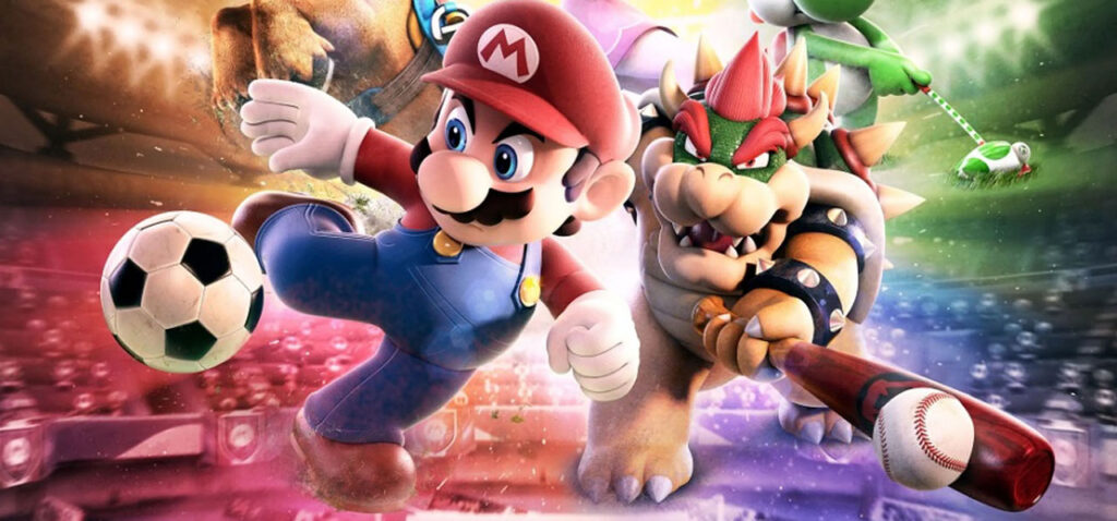 Mario y Bowser jugando a los deportes.